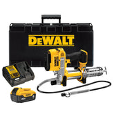 DEWALT grease gun front view showing compact design and control