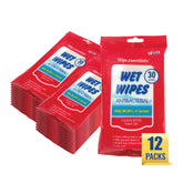 Diamond Wipes paquete frontal mostrando 12 paquetes y 360 toallitas, conveniencia
