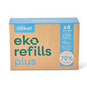 Diaper Dekor front packaging showing four unscented refill bags and benefits