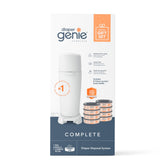 Diaper Genie complete pail front view showing sleek design and easy access benefit