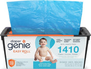 Diaper Genie vista frontal del rollo mostrando 30 bolsas y beneficio de discreción