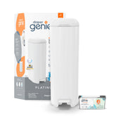 Diaper Genie showing stainless steel front and sleek modern finish for durable use