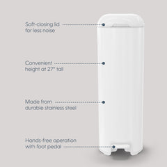 Diaper Genie open wide mouth showing large disposal opening for quick transfers
