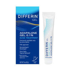 Differin tubo frontal mostrando presentación 45g y beneficio de tratamiento eficaz