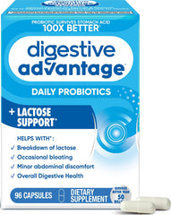 Digestive Advantage frasco frontal mostrando cápsulas y beneficios claros