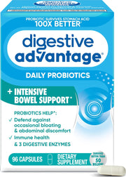 Digestive Advantage frontal del envase mostrando 96 cápsulas y beneficios