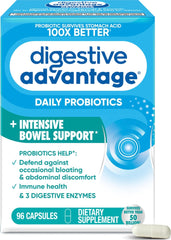 Digestive Advantage frontal del envase mostrando 96 cápsulas y beneficios