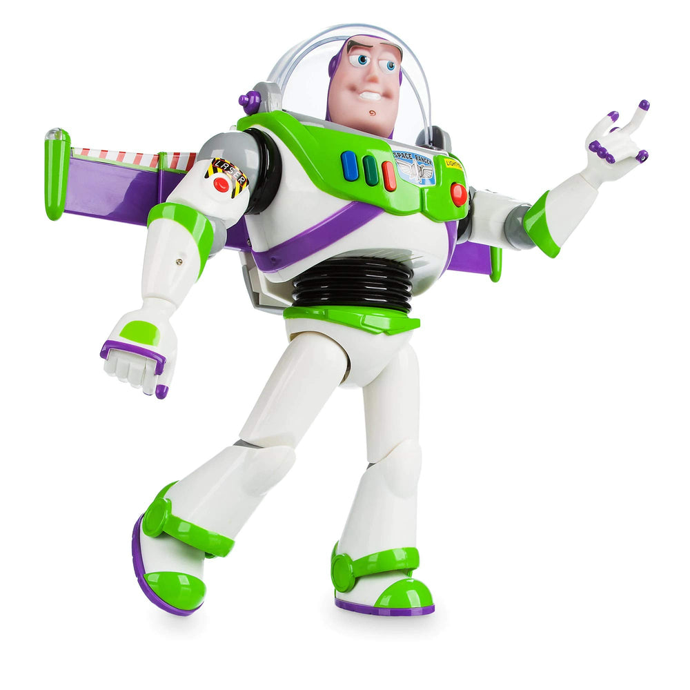 Disney Store figura Buzz Lightyear vista frontal con botones accesibles y aspecto oficial