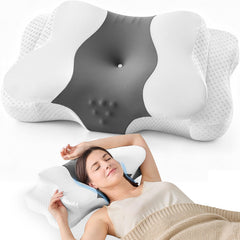 DISSA vista frontal de la almohada mostrando contorno ergonómico y alineación cervical
