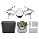 DJI Mini 4K frente del paquete mostrando contenido y portabilidad