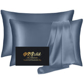 DKBslik ash blue pillowcases front view showing smooth finish and elegant look