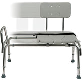 DMI front view transfer bench showing stable seat and sliding feature for safer bathing