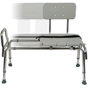 DMI front view transfer bench showing stable seat and sliding feature for safer bathing
