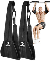 DMoose front view of hanging ab straps showing full set and connection, comfortable core training