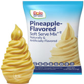 DOLE front packaging of pineapple soft serve mix showing brand and bag size for easy identification