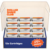 Dollar Shave Club frente del paquete de 12 recambios, facilidad de reposición