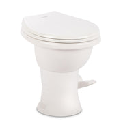 Dometic Model 410 front view showing porcelain bowl and compact fit for easy upgrades
