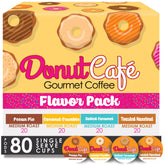 Donut Café front packaging showing 80-count variety pack and benefits