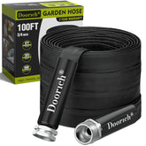 Doorich front view of 100ft flat hose showing compact storage benefit