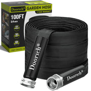 Doorich front view of 100ft flat hose showing compact storage benefit