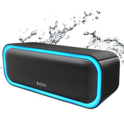 DOSS speaker front view showing speaker grille and logo, clear sound
