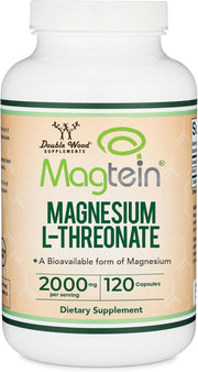 Double Wood bottle front view showing supplement benefits and clear branding