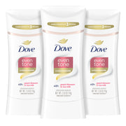 Dove Even Tone frente del empaque mostrando el stick y beneficio de protección duradera