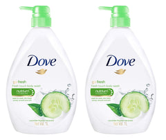 Dove Go Fresh envase frontal pack doble mostrando tamaño 1L y etiqueta refrescante
