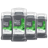 DOVE MEN+CARE vista frontal del stick mostrando el diseño y beneficio frescura
