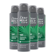 DOVE MEN+CARE frontal del paquete de cuatro mostrando el diseño y beneficio protección