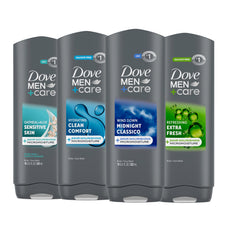 DOVE MEN + CARE envase frontal mostrando diseño y beneficio hidratante