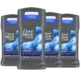 Dove Men+Care empaque frontal mostrando el pack de cuatro y el beneficio 48 horas