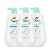 Dove sensitive skin front pump bottle showing gentle cleanser benefit