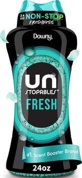 Downy Unstopables envase frontal mostrando etiqueta y beneficio aroma duradero