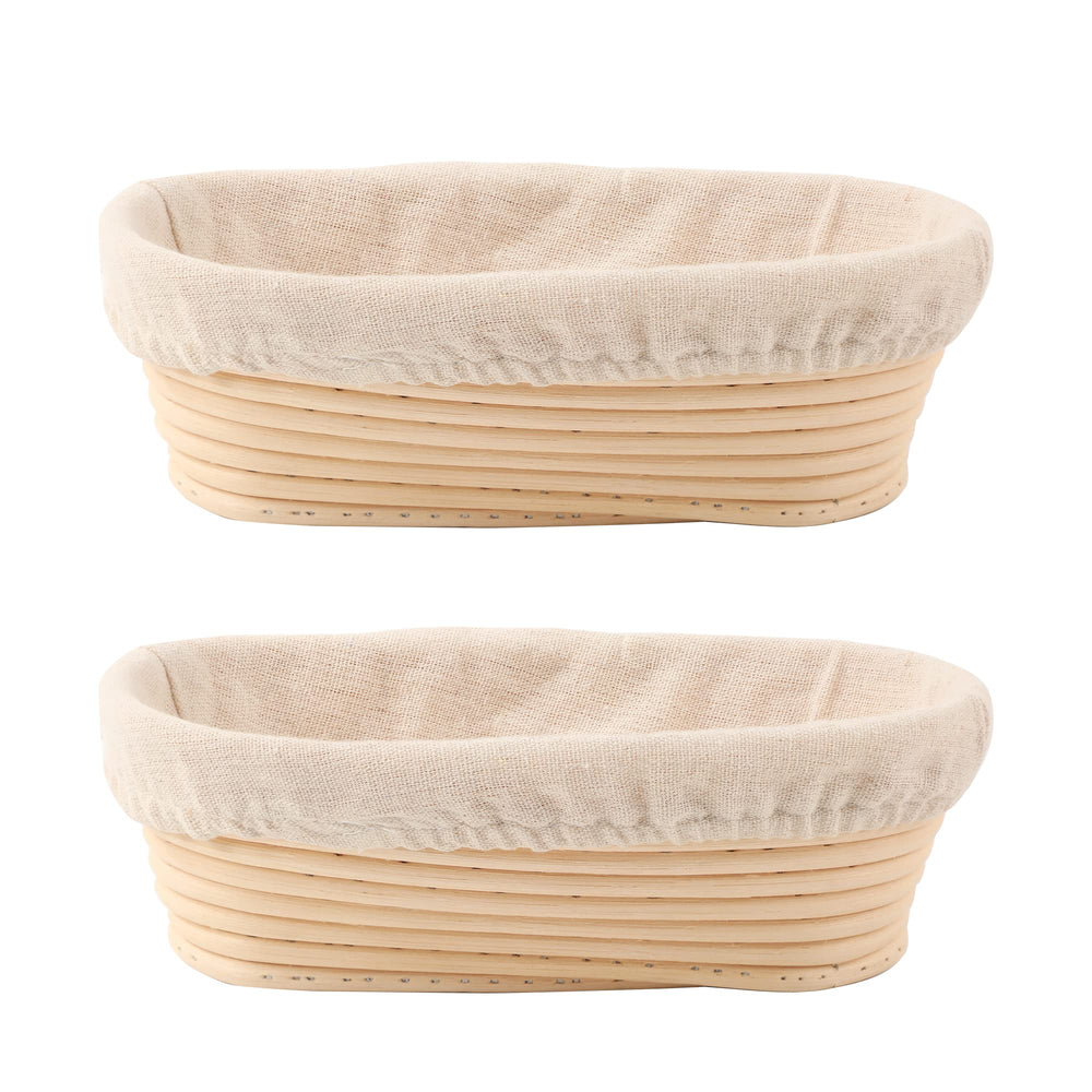 DOYOLLA front view of two oval proofing baskets showing size and design benefit