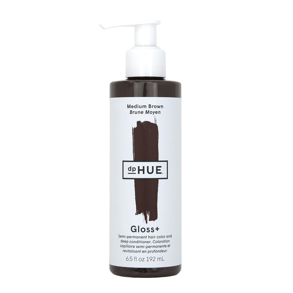 dpHUE front packaging showing product and warm medium brown shade benefits