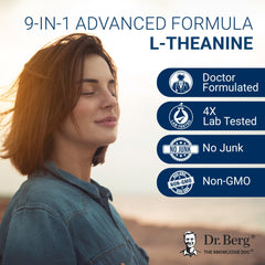 Dr. Berg etiqueta detalle con composición clara y garantía de ingredientes