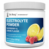 Dr. Berg jar front label showing Raspberry & Lemon flavor and 50 servings for clear product info