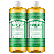 Dr. Bronner's botella frontal pack de 2, solución concentrada y versátil