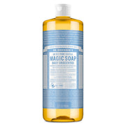 Dr. Bronner's botella frontal que muestra diseño y volumen, ideal para hogares sostenibles