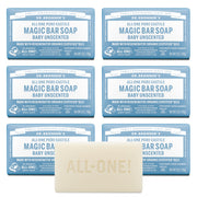 Dr. Bronner's baby unscented front packaging showing product benefits