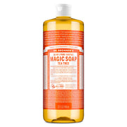 Dr. Bronner's botella frontal árbol de té, muestra concentrada y modo de uso
