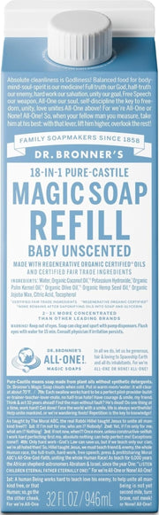 Dr. Bronner's envase frontal de recarga 32oz con menor plástico y uso familiar