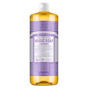 Dr. Bronner's botella frontal lavanda mostrando envase y aroma relajante