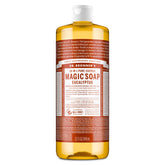 Dr. Bronner's botella frontal eucalipto mostrando tamaño y diseño
