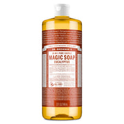 Dr. Bronner's botella frontal eucalipto mostrando tamaño y diseño