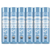 Dr. Bronner’s frontal del paquete mostrando seis bálsamos, hidratación portátil