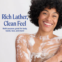 Dr. Bronner's ingredient label showing organic oils and ethical sourcing benefit