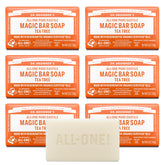 Dr. Bronner's tea tree bar front packaging showing product and logo benefits