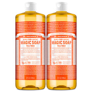 Dr. Bronner's front view of two 32 oz tea tree bottles showing value and multiuse